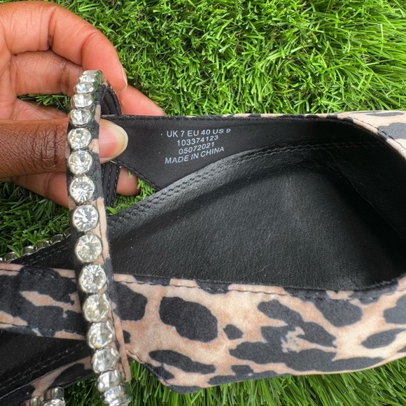 ASOS DESIGN Lizzie Embellished Slingback Ballet Flats in Leopard Satin - Picture 7 of 10